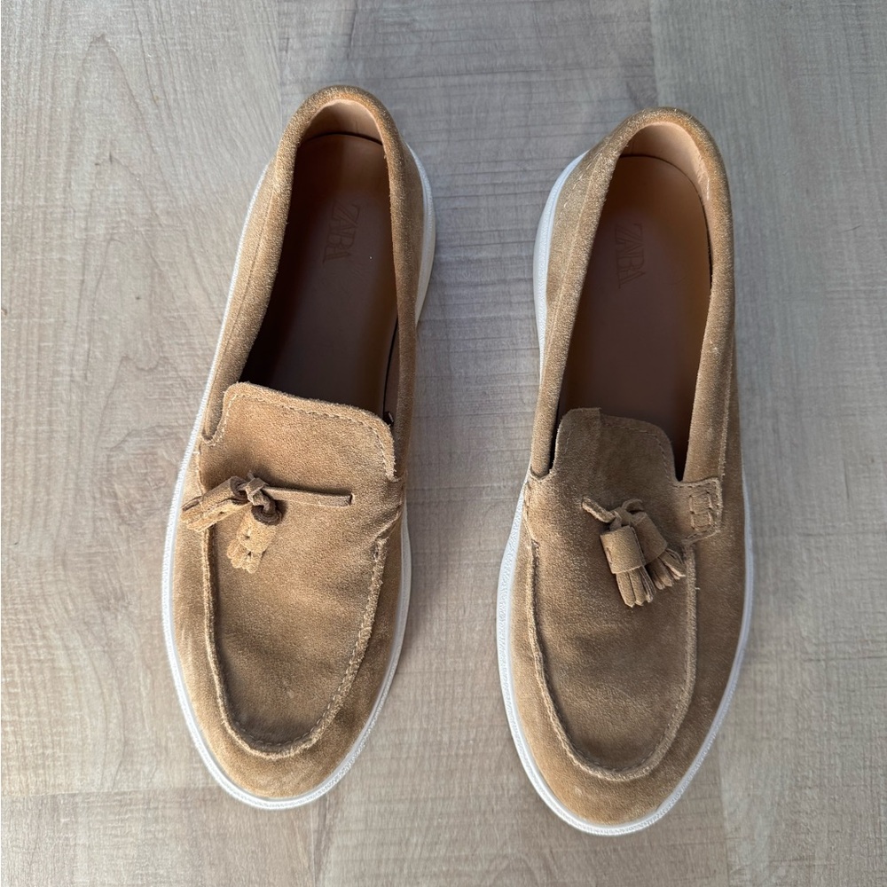 Zara Men's Brown Suede Tassel Loafers